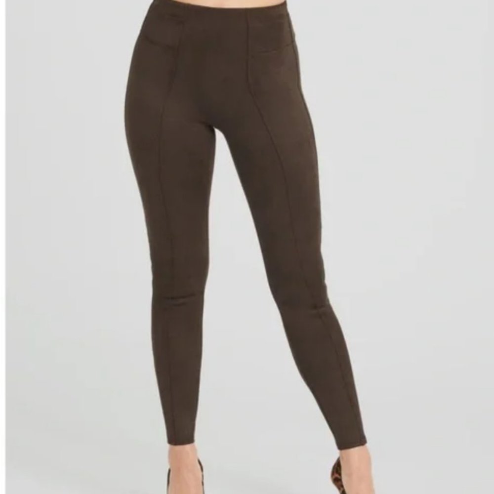 NWT Spanx Faux Suede Legging Chocolate Brown Size M